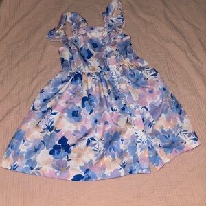 Charming Floral Kids Dress in Blue and Pink